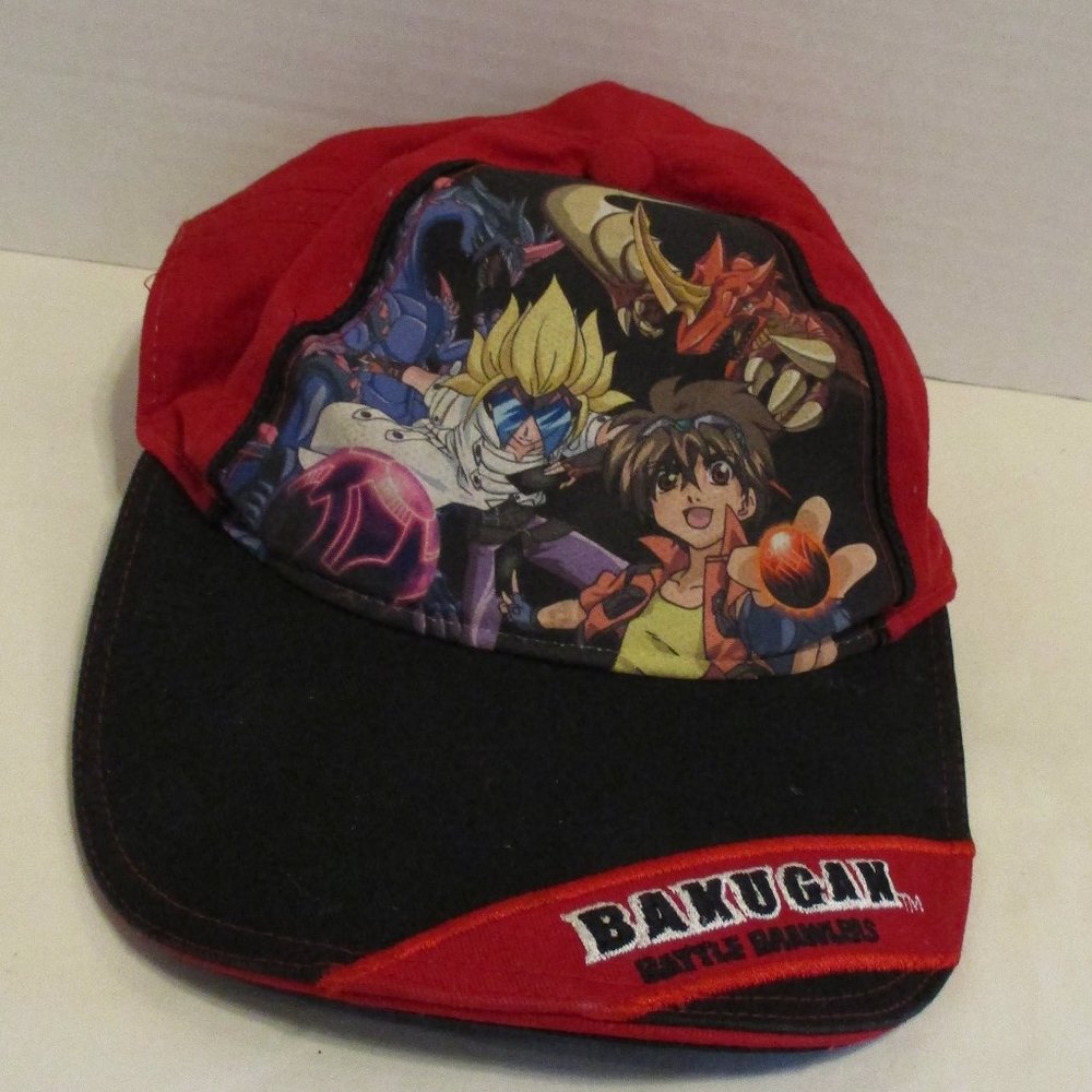 Bakugan Hat Youth Boy Red White Black Adjustable Outdoors Summer Beach Pool Hat
